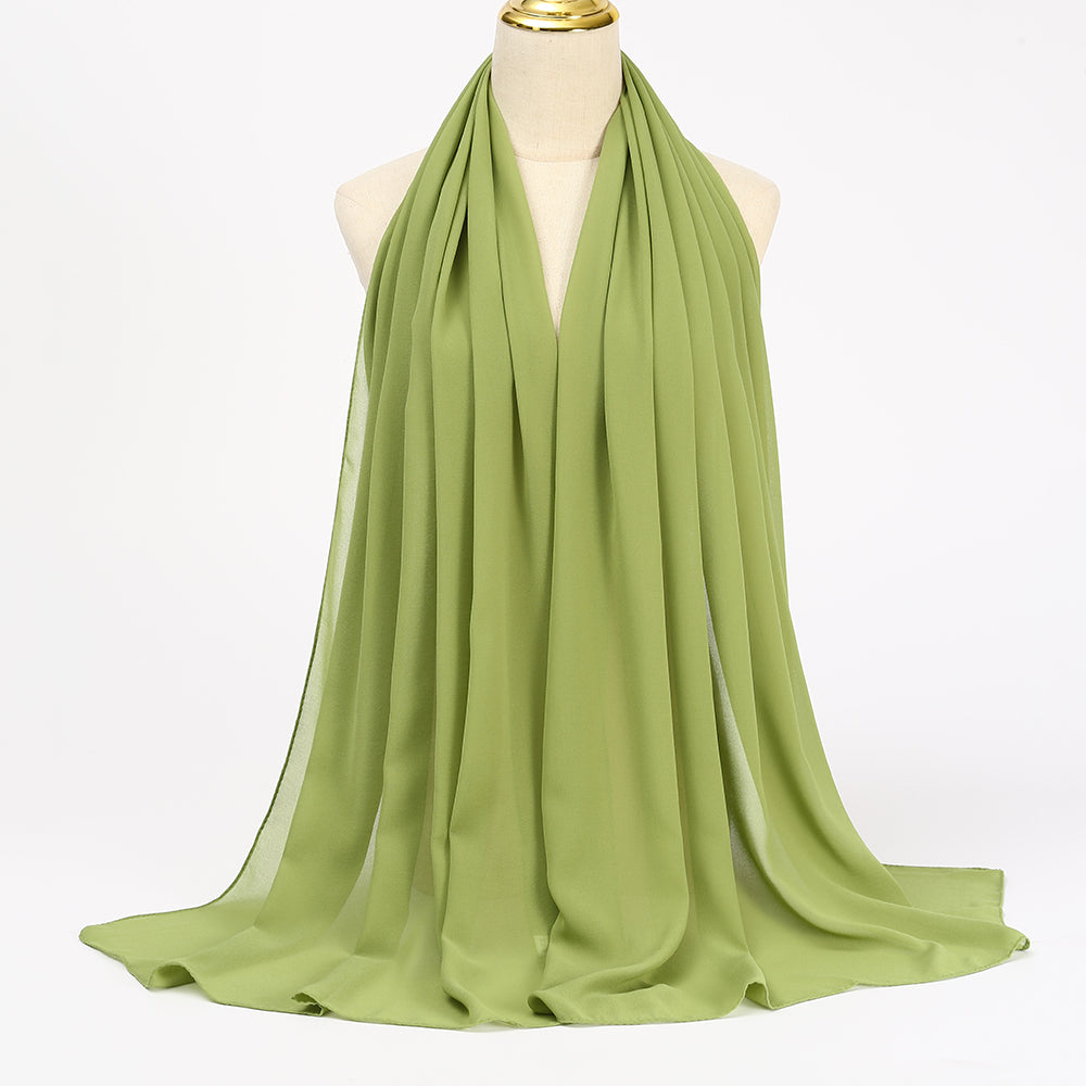 Women's Long Bubble Chiffon Muslim Hijab Scarf avocado by HitMyNeed
