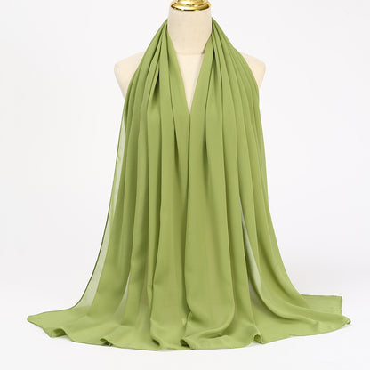Women's Long Bubble Chiffon Muslim Hijab Scarf avocado by HitMyNeed