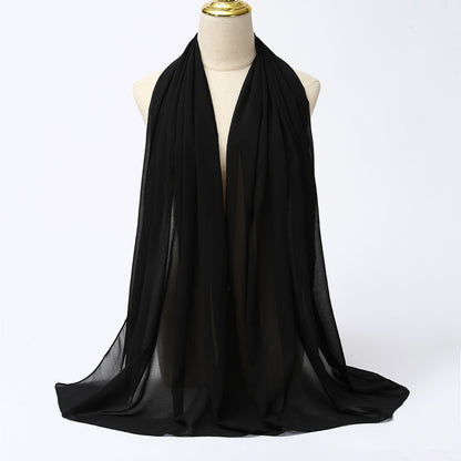 Women's Long Bubble Chiffon Muslim Hijab Scarf black by HitMyNeed