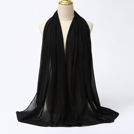 Women's Long Bubble Chiffon Muslim Hijab Scarf black by HitMyNeed