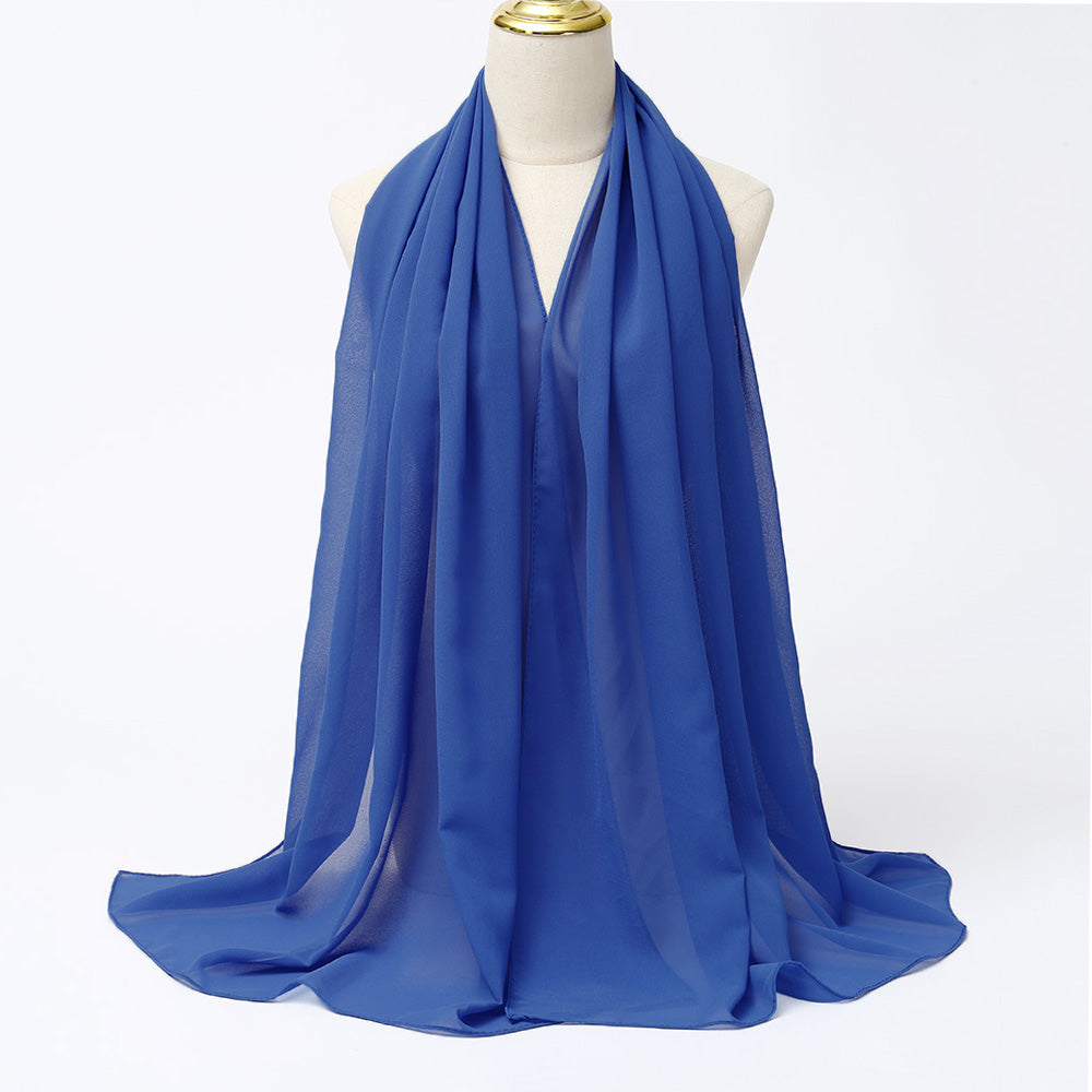 Women's Long Bubble Chiffon Muslim Hijab Scarf blue by HitMyNeed