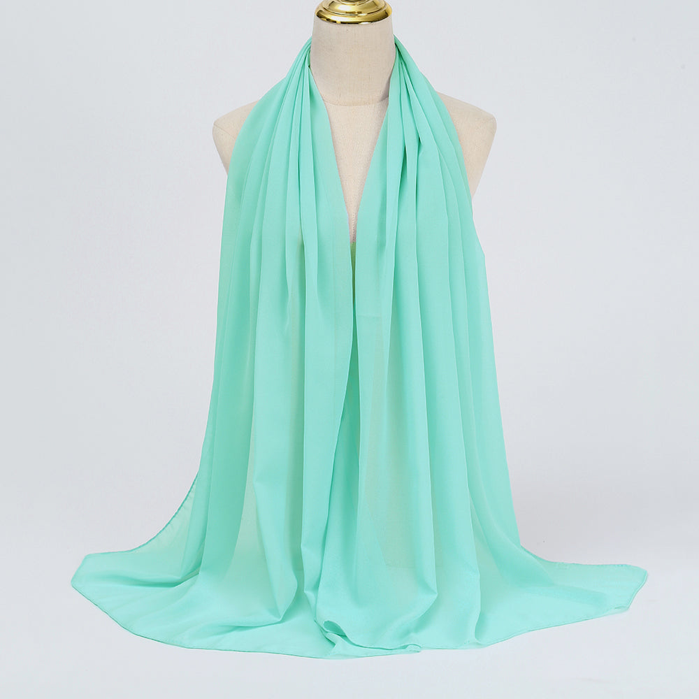 Women's Long Bubble Chiffon Muslim Hijab Scarf blue-green by HitMyNeed