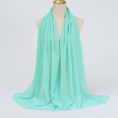 Women's Long Bubble Chiffon Muslim Hijab Scarf blue-green by HitMyNeed