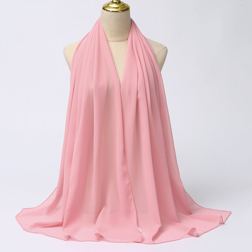 Women's Long Bubble Chiffon Muslim Hijab Scarf bright-pink by HitMyNeed