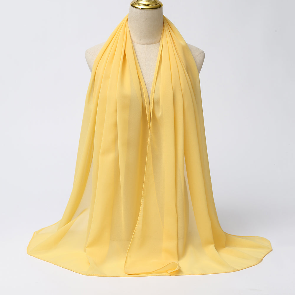Women's Long Bubble Chiffon Muslim Hijab Scarf bright-yellow by HitMyNeed