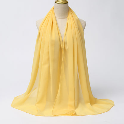 Women's Long Bubble Chiffon Muslim Hijab Scarf bright-yellow by HitMyNeed