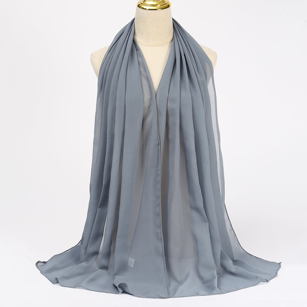 Women's Long Bubble Chiffon Muslim Hijab Scarf cheese-blue by HitMyNeed
