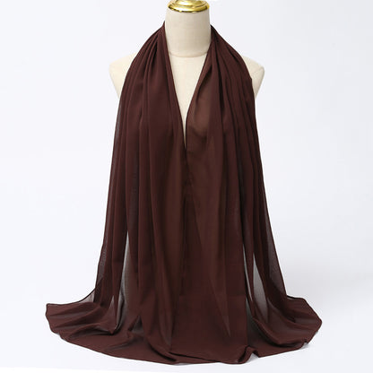 Women's Long Bubble Chiffon Muslim Hijab Scarf coffee by HitMyNeed