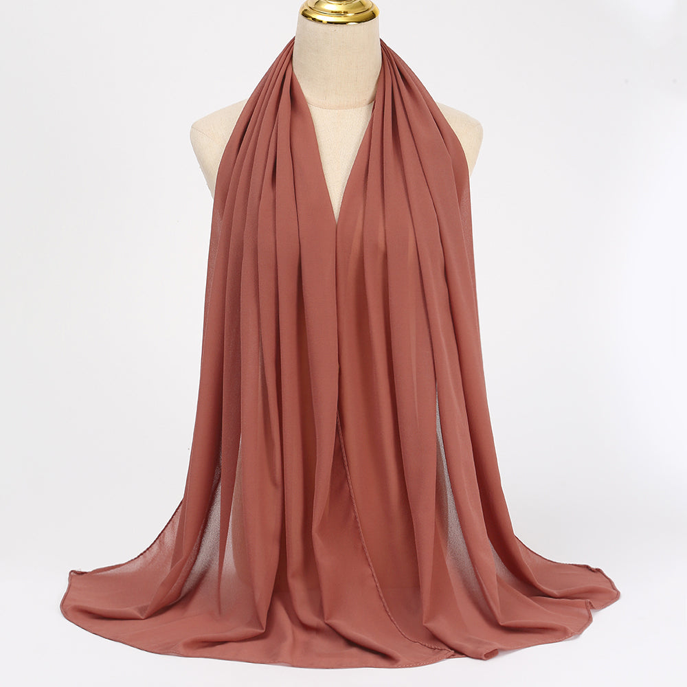 Women's Long Bubble Chiffon Muslim Hijab Scarf coral-red-202530806 by HitMyNeed