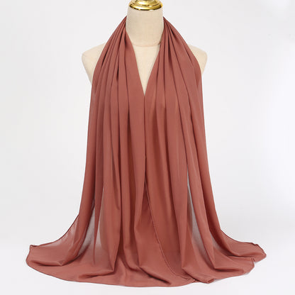 Women's Long Bubble Chiffon Muslim Hijab Scarf coral-red-202530806 by HitMyNeed