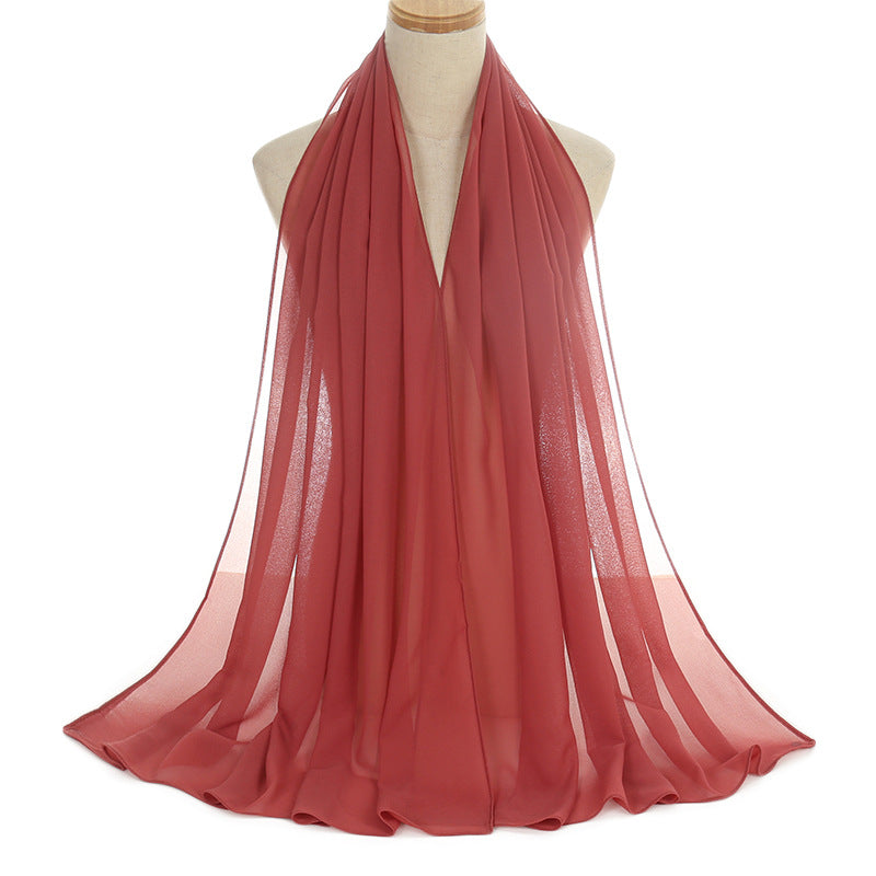 Women's Long Bubble Chiffon Muslim Hijab Scarf coral-red by HitMyNeed