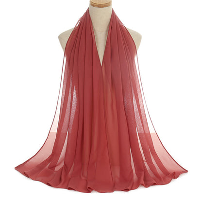 Women's Long Bubble Chiffon Muslim Hijab Scarf coral-red by HitMyNeed