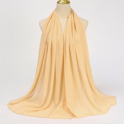 Women's Long Bubble Chiffon Muslim Hijab Scarf cream-puff by HitMyNeed