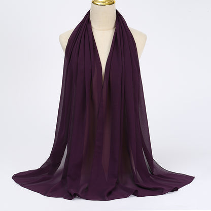 Women's Long Bubble Chiffon Muslim Hijab Scarf dark-purple by HitMyNeed