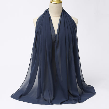 Women's Long Bubble Chiffon Muslim Hijab Scarf deep-haze-blue by HitMyNeed