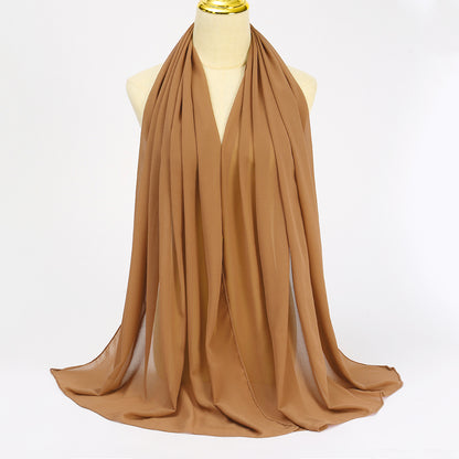 Women's Long Bubble Chiffon Muslim Hijab Scarf deep-khaki by HitMyNeed