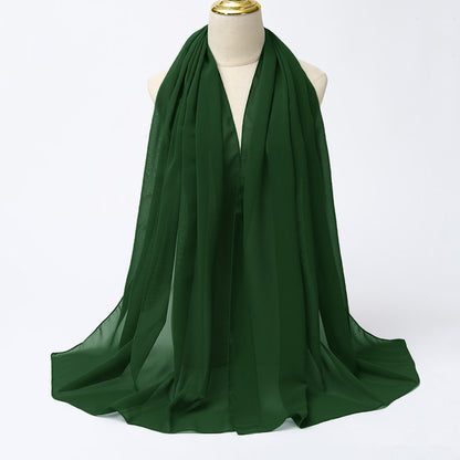 Women's Long Bubble Chiffon Muslim Hijab Scarf emerald by HitMyNeed