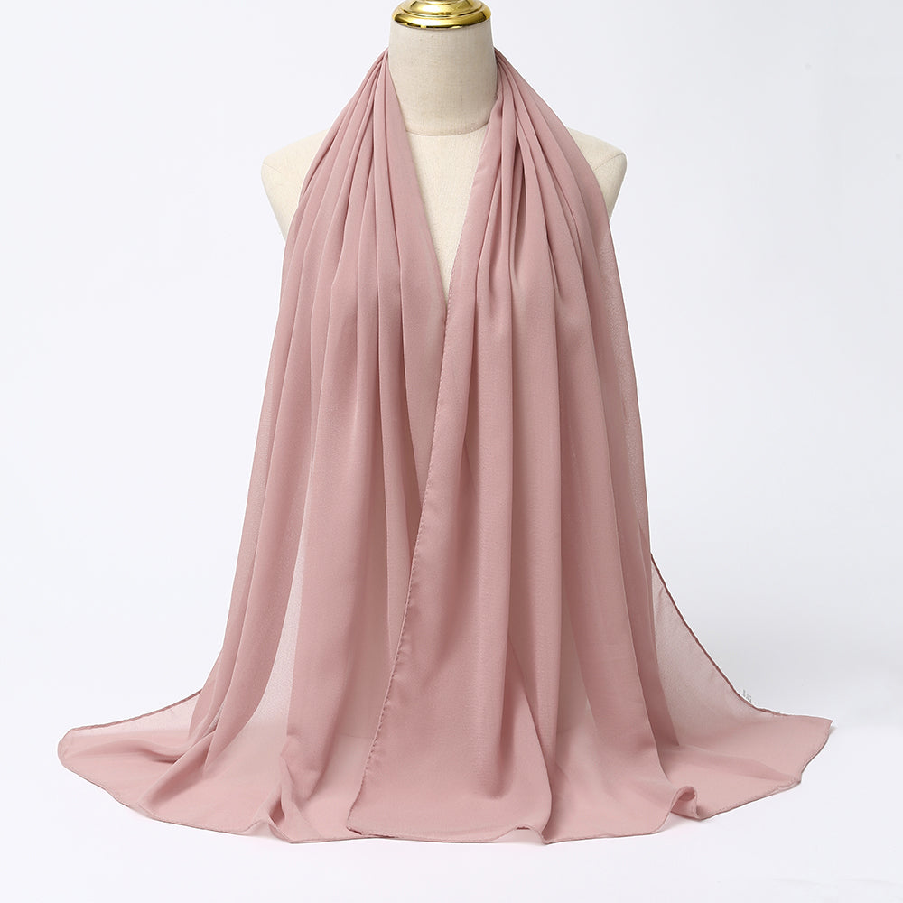 Women's Long Bubble Chiffon Muslim Hijab Scarf fragrant-rose by HitMyNeed