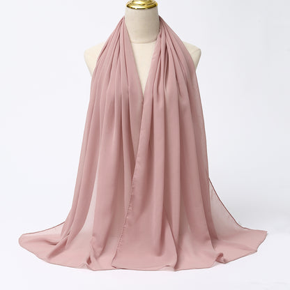 Women's Long Bubble Chiffon Muslim Hijab Scarf fragrant-rose by HitMyNeed