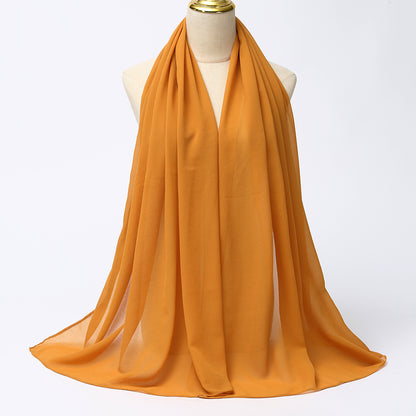 Women's Long Bubble Chiffon Muslim Hijab Scarf gardenia-yellow by HitMyNeed