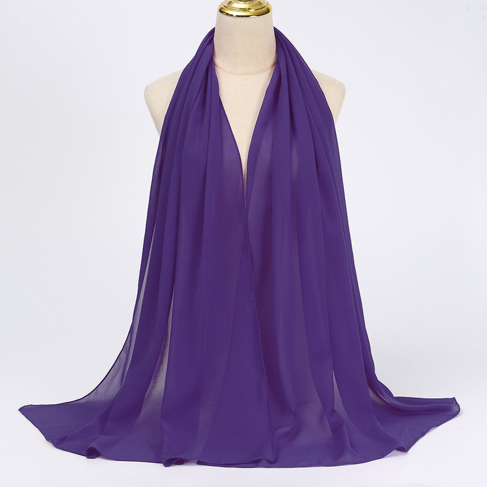 Women's Long Bubble Chiffon Muslim Hijab Scarf grape-purple by HitMyNeed