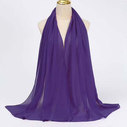 Women's Long Bubble Chiffon Muslim Hijab Scarf grape-purple by HitMyNeed