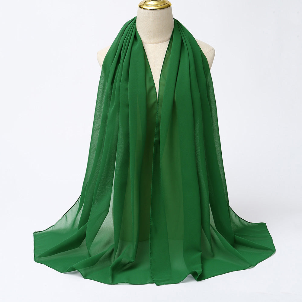 Women's Long Bubble Chiffon Muslim Hijab Scarf green by HitMyNeed