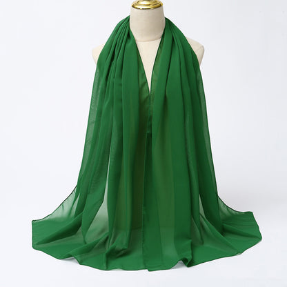 Women's Long Bubble Chiffon Muslim Hijab Scarf green by HitMyNeed