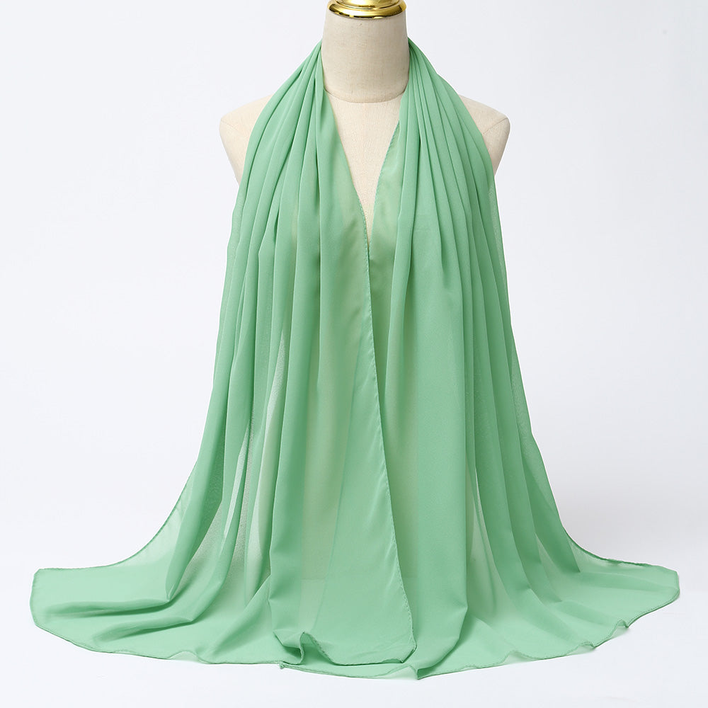 Women's Long Bubble Chiffon Muslim Hijab Scarf honey-melon-green by HitMyNeed