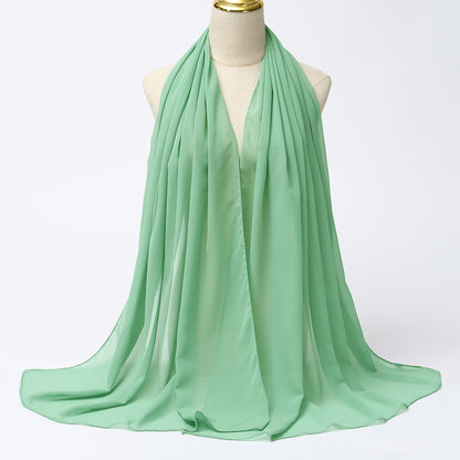 Women's Long Bubble Chiffon Muslim Hijab Scarf honey-melon-green by HitMyNeed
