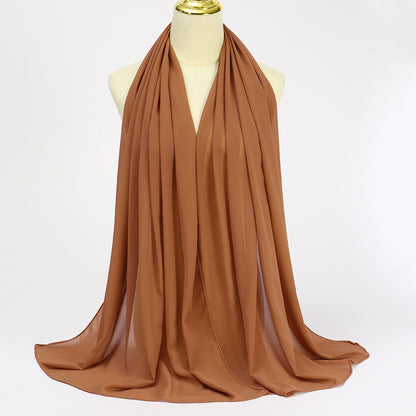 Women's Long Bubble Chiffon Muslim Hijab Scarf latte-color by HitMyNeed