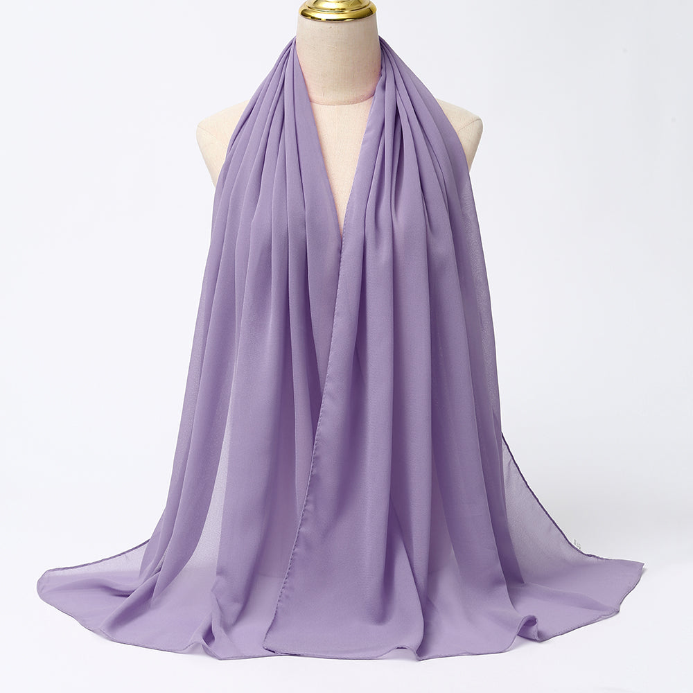 Women's Long Bubble Chiffon Muslim Hijab Scarf lavender-purple by HitMyNeed
