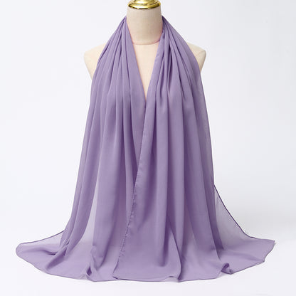 Women's Long Bubble Chiffon Muslim Hijab Scarf lavender-purple by HitMyNeed