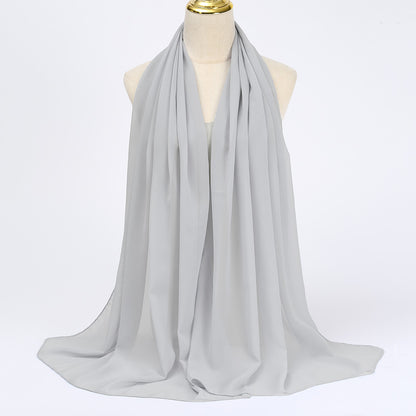 Women's Long Bubble Chiffon Muslim Hijab Scarf light-grey by HitMyNeed