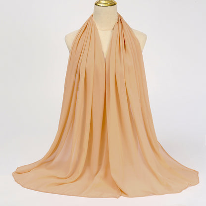 Women's Long Bubble Chiffon Muslim Hijab Scarf light-khaki by HitMyNeed