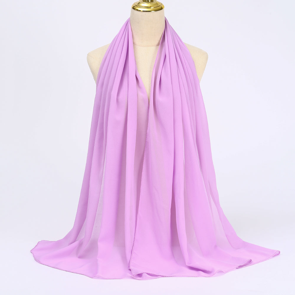Women's Long Bubble Chiffon Muslim Hijab Scarf light-purple by HitMyNeed