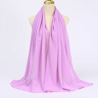 Women's Long Bubble Chiffon Muslim Hijab Scarf light-purple by HitMyNeed