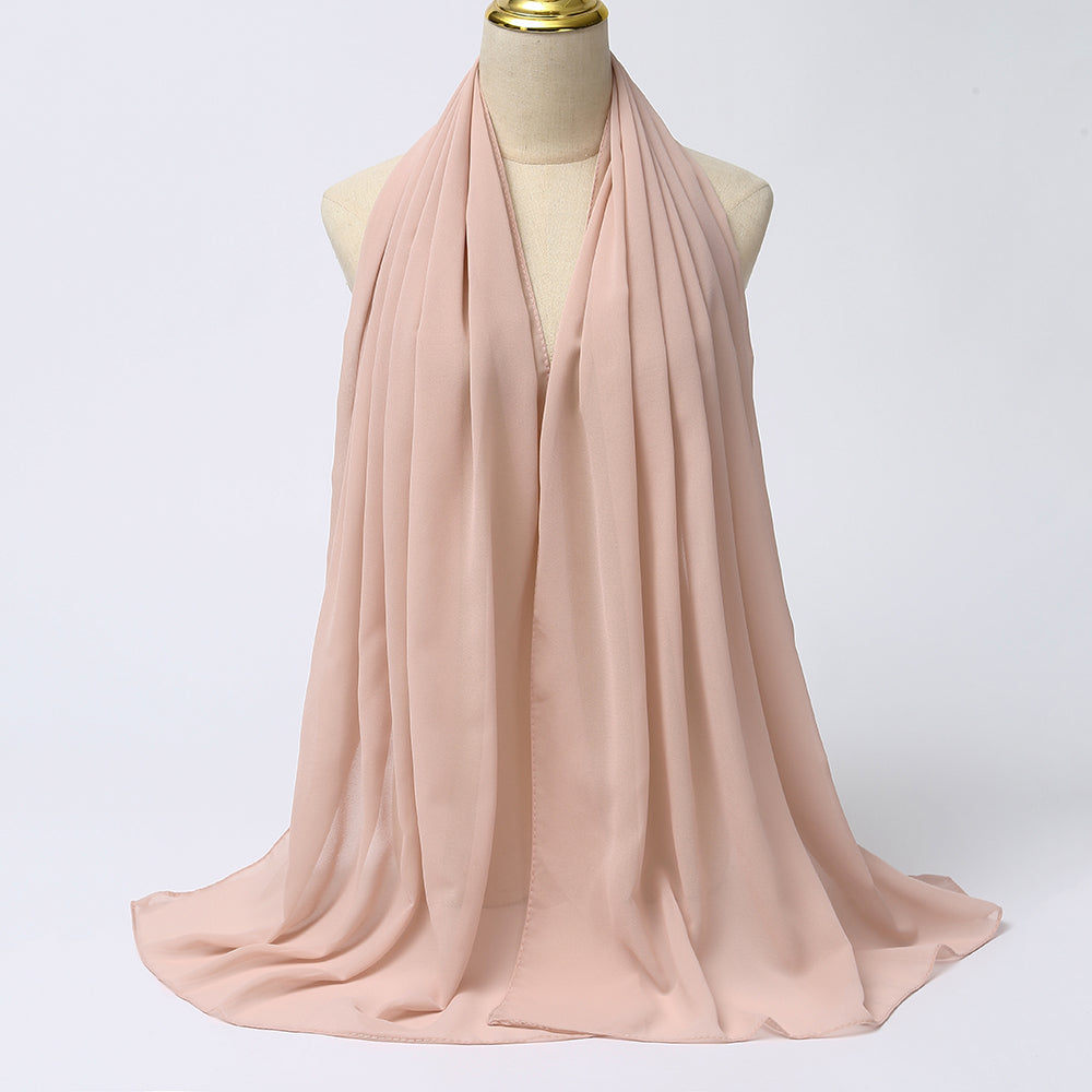 Women's Long Bubble Chiffon Muslim Hijab Scarf milk-pink by HitMyNeed