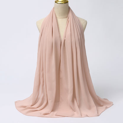 Women's Long Bubble Chiffon Muslim Hijab Scarf milk-pink by HitMyNeed