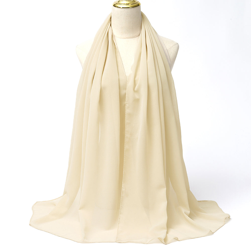 Women's Long Bubble Chiffon Muslim Hijab Scarf milk-white by HitMyNeed