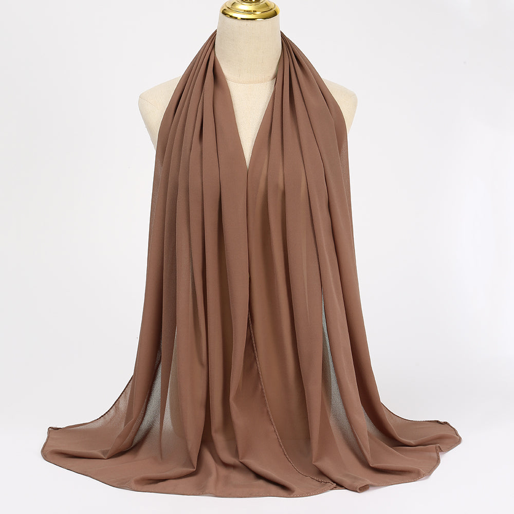 Women's Long Bubble Chiffon Muslim Hijab Scarf mousse-brown by HitMyNeed