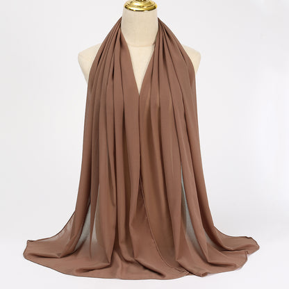 Women's Long Bubble Chiffon Muslim Hijab Scarf mousse-brown by HitMyNeed