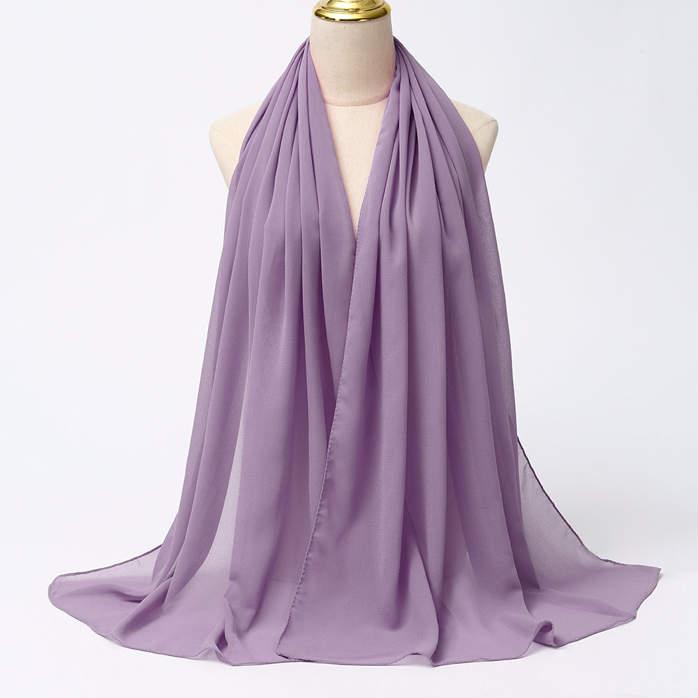 Women's Long Bubble Chiffon Muslim Hijab Scarf mumei-purple by HitMyNeed