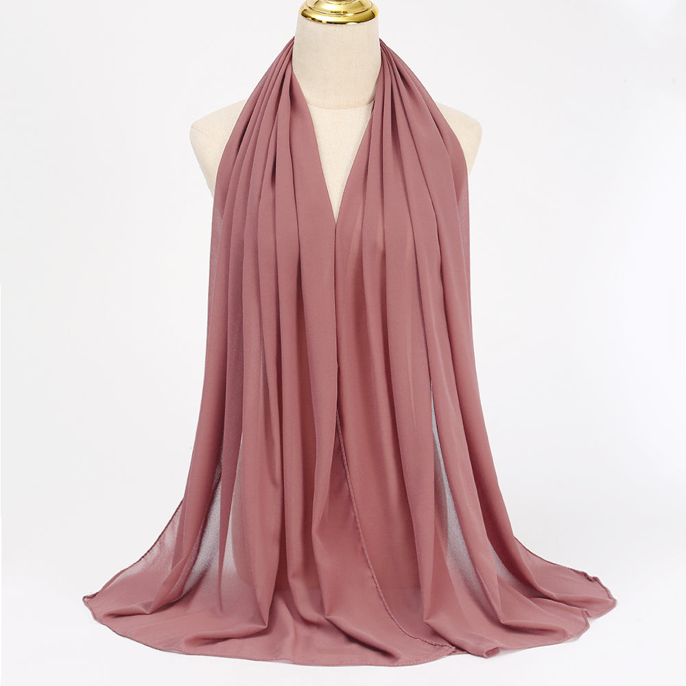 Women's Long Bubble Chiffon Muslim Hijab Scarf old-rose by HitMyNeed