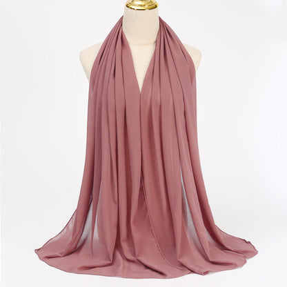Women's Long Bubble Chiffon Muslim Hijab Scarf old-rose by HitMyNeed