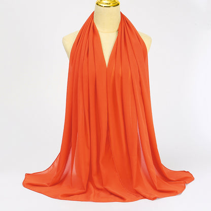 Women's Long Bubble Chiffon Muslim Hijab Scarf orange by HitMyNeed