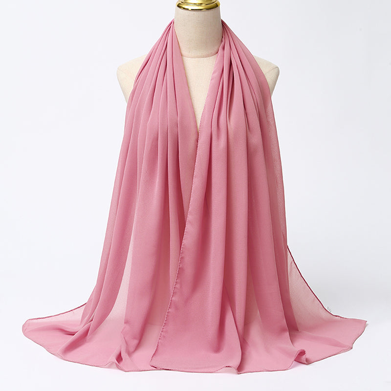Women's Long Bubble Chiffon Muslim Hijab Scarf peach-pink by HitMyNeed