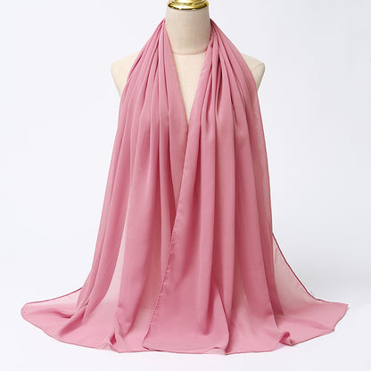Women's Long Bubble Chiffon Muslim Hijab Scarf peach-pink by HitMyNeed