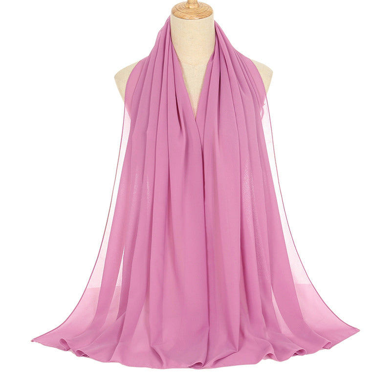 Women's Long Bubble Chiffon Muslim Hijab Scarf purple-pink by HitMyNeed