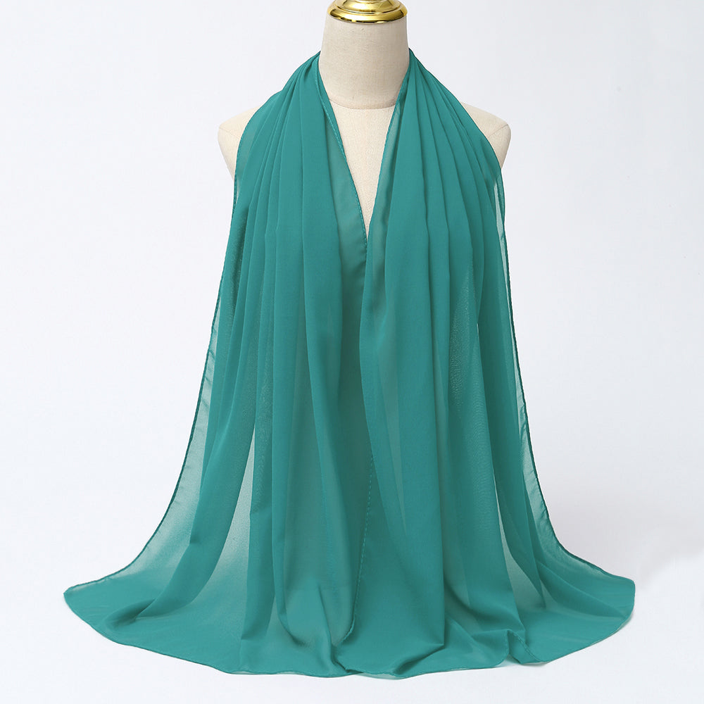Women's Long Bubble Chiffon Muslim Hijab Scarf reef-blue by HitMyNeed